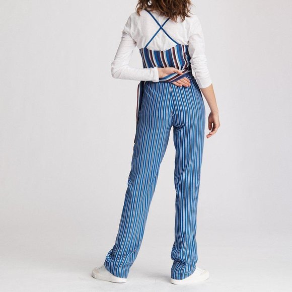 Rag & Bone 100% Silk Red, White, and Blue Striped Felix Wrap Jumpsuit - Picture 3 of 16